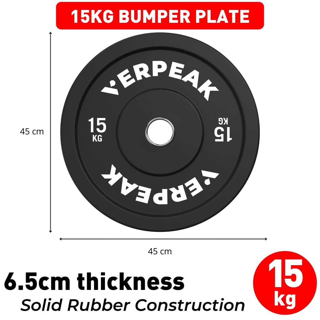 VERPEAK 15kg Black Olympic Bumper Weight Plate