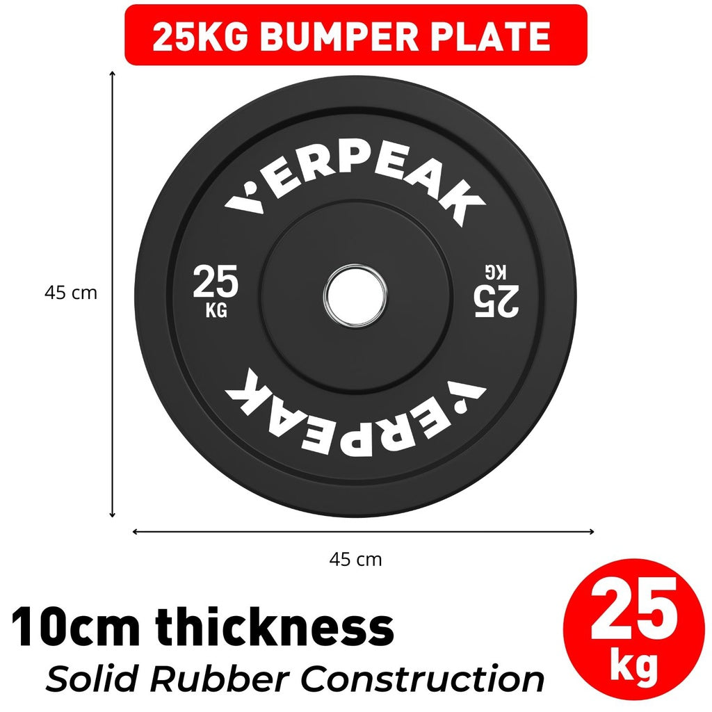 VERPEAK 25kg Black Olympic Bumper Plates