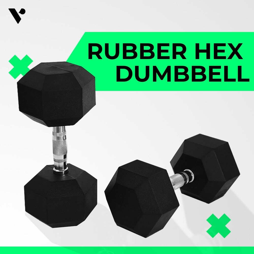 VERPEAK 5kg Rubber Hex Dumbbells (Pair)