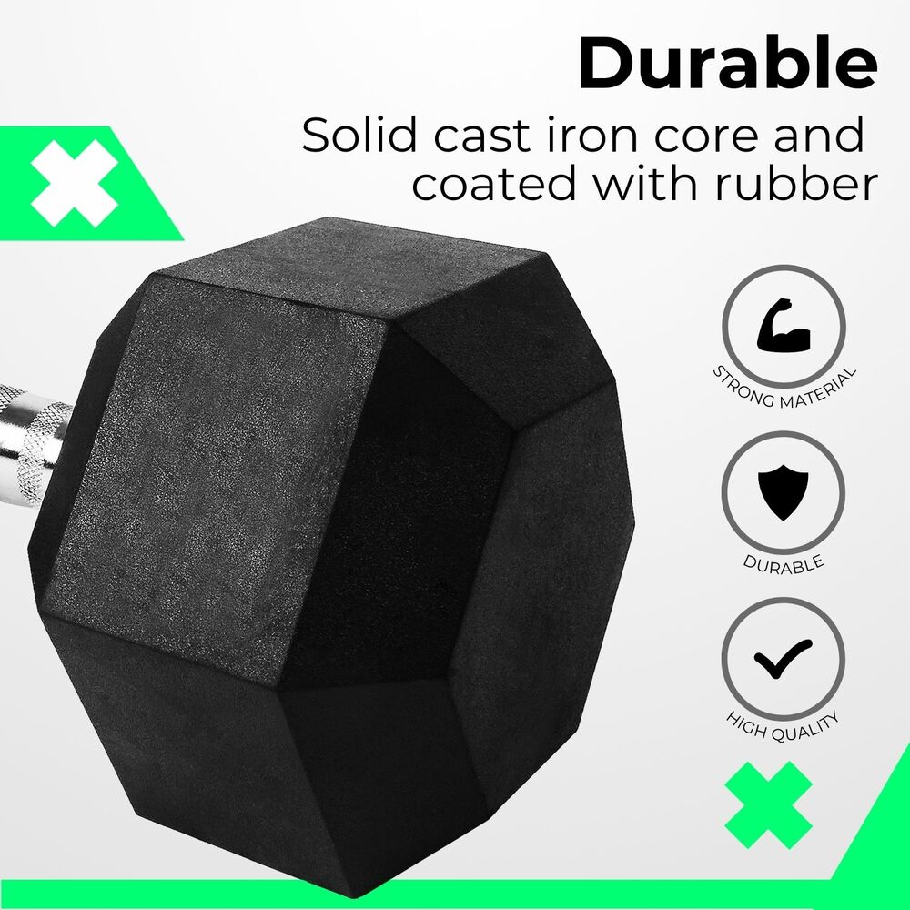 VERPEAK 20kg Rubber Hex Dumbbell