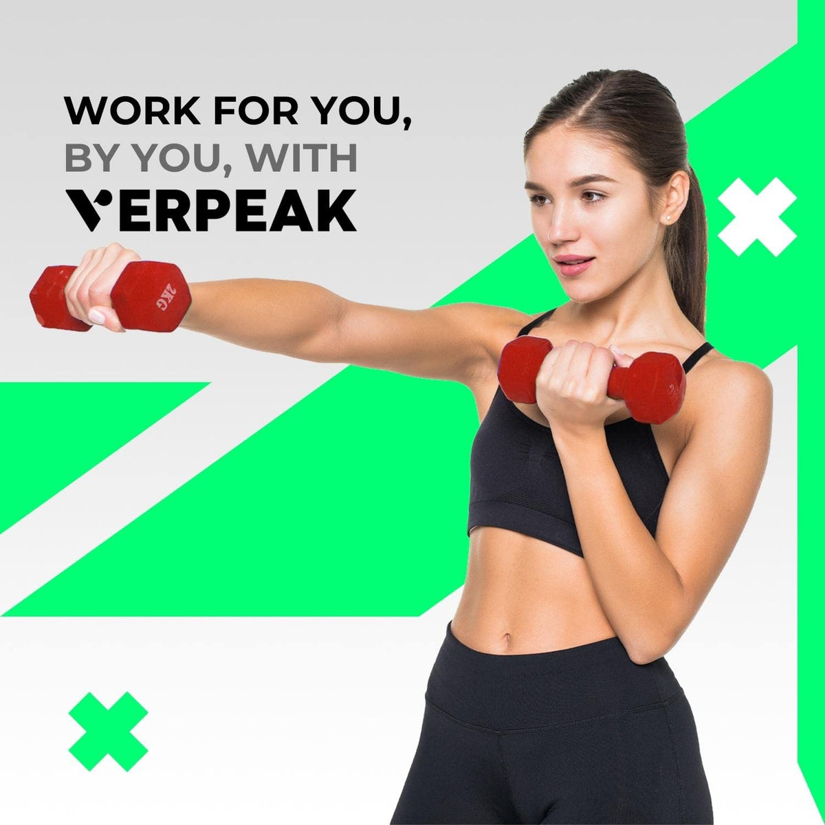 Verpeak 12kg (1,2,3kg x 2) Neoprene Dumbbell Set