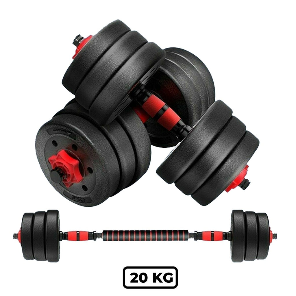 Verpeak Adjustable Rubber Dumbbell/Barbell Set 20kg