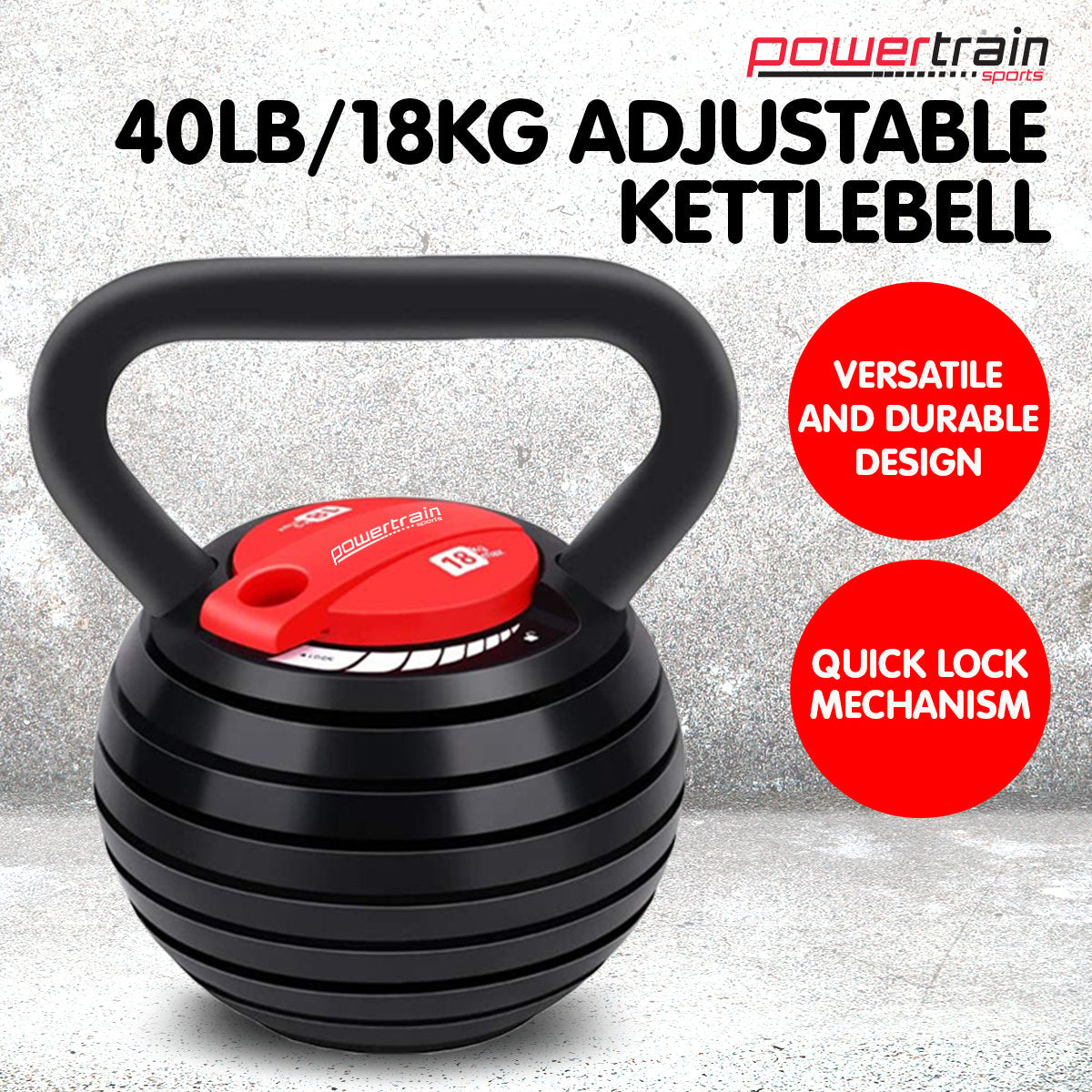 Powertrain 18kg Adjustable Kettlebell