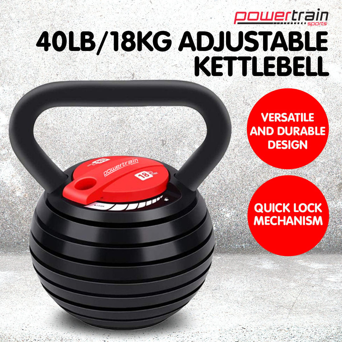 Powertrain 18kg Adjustable Kettlebell