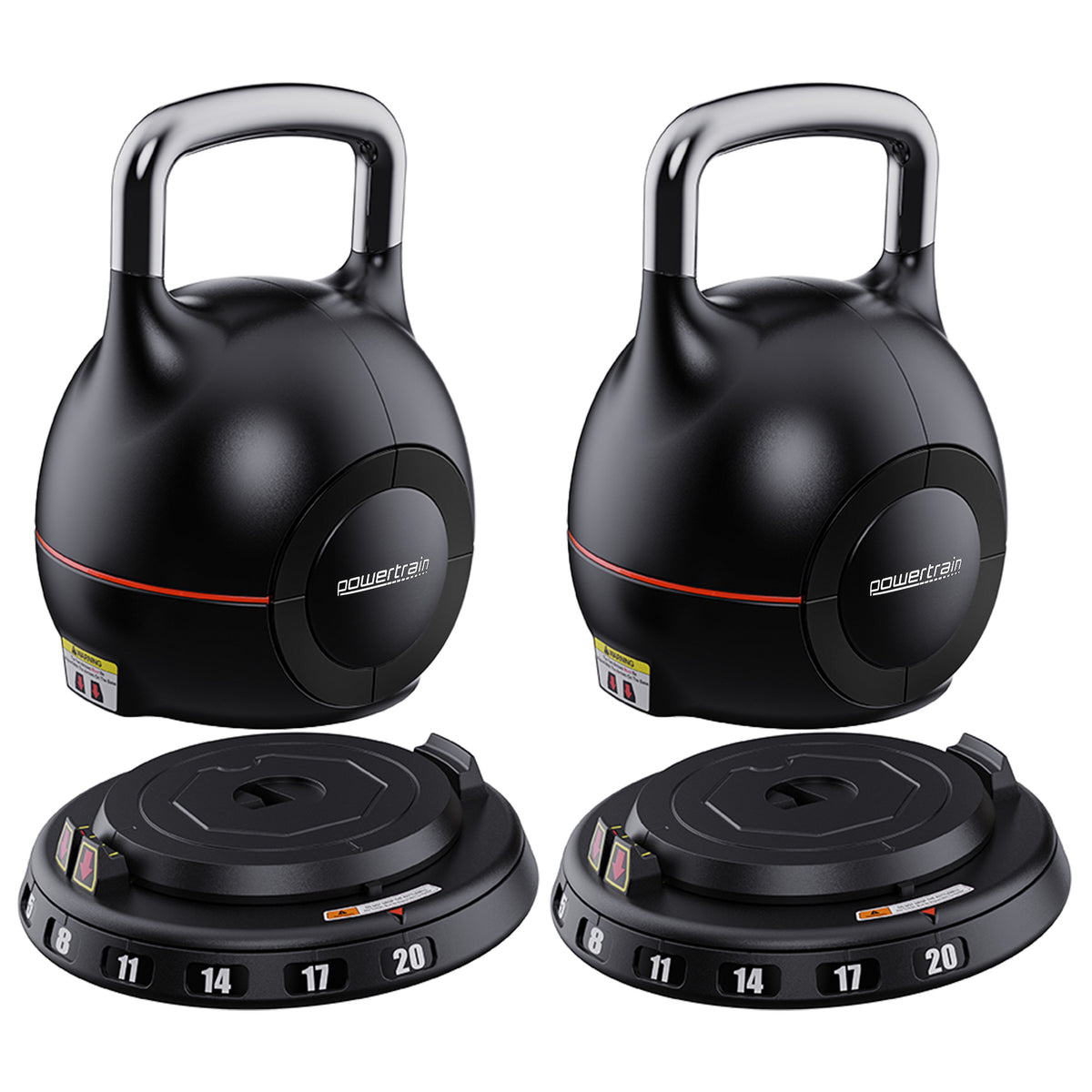 Powertrain 2 x 20kg Adjustable Kettlebell (Pair)