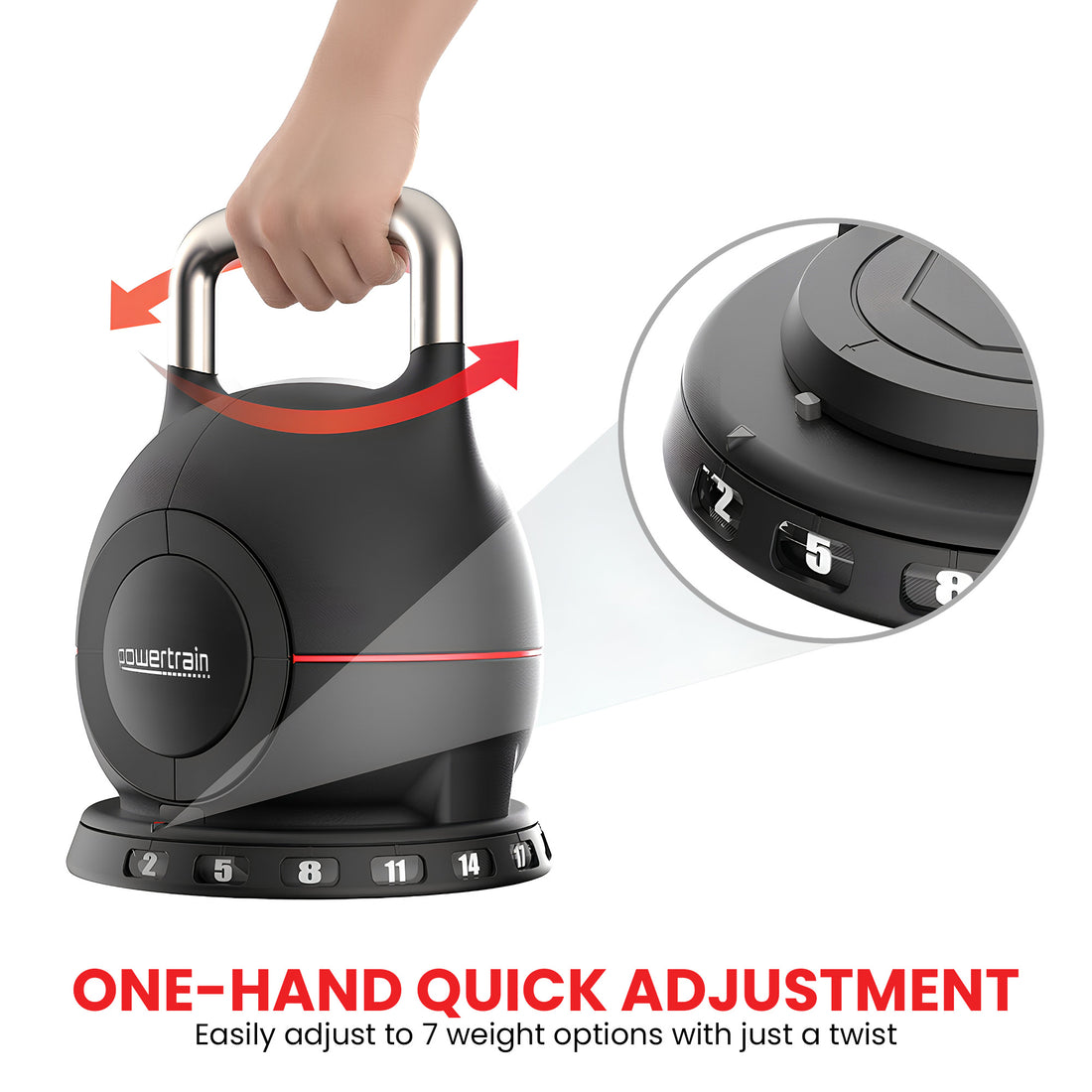 Powertrain 2 x 20kg Adjustable Kettlebell (Pair)