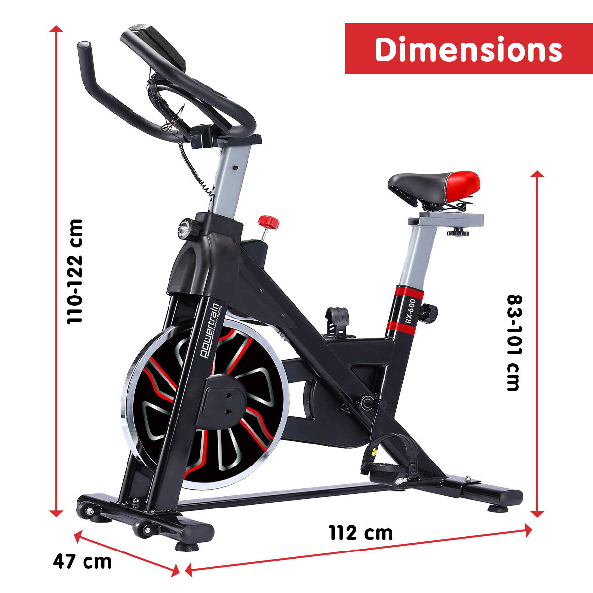 Powertrain RX-600 Spin Bike - Red