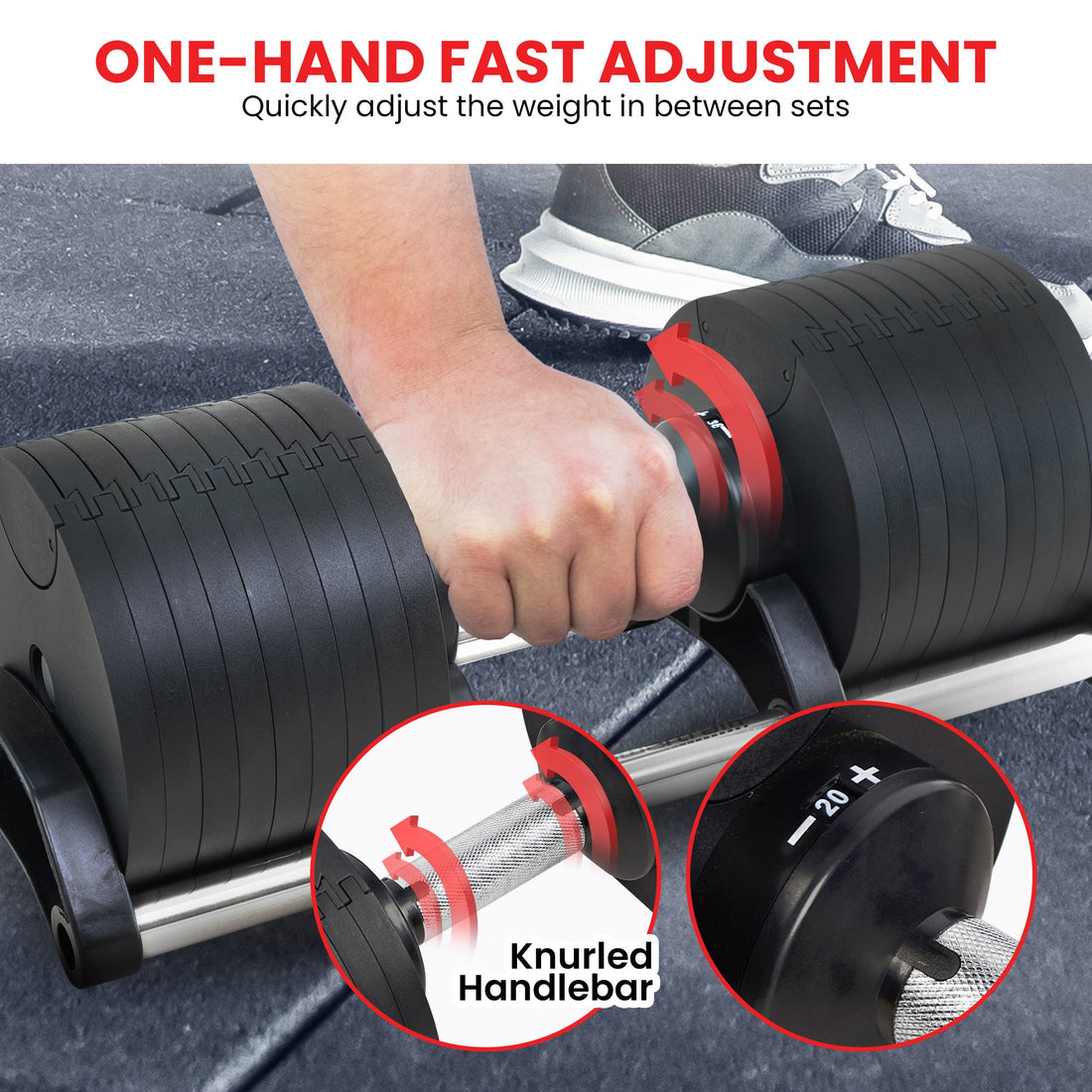 Powertrain Eon 2 x 36kg Dial-Up Adjustable Dumbbells (Pair)