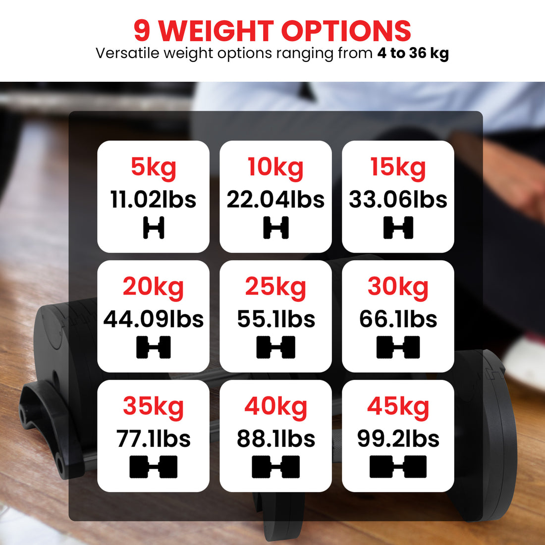 Powertrain Eon 2 x 45kg Adjustable Dumbbells (Pair)