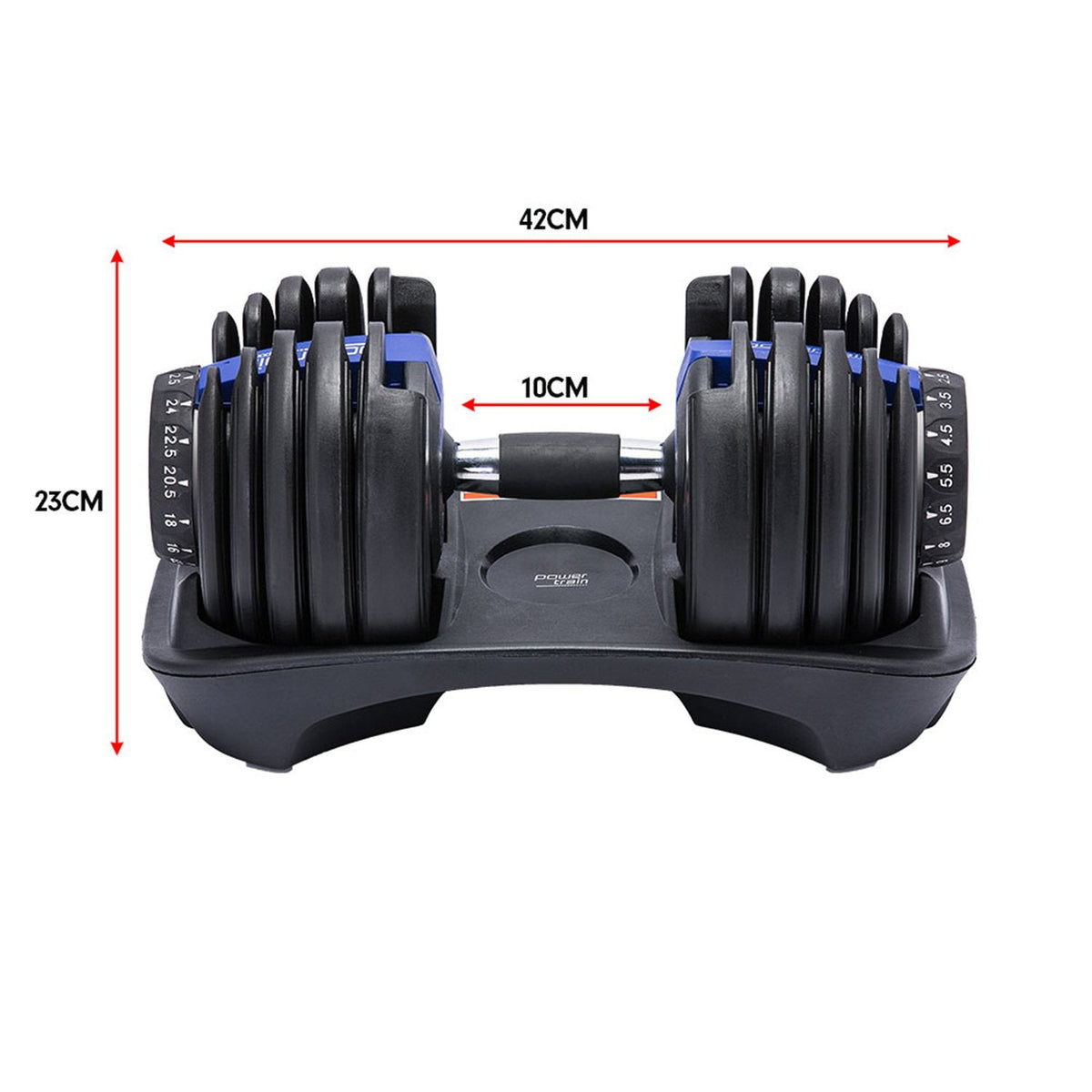 Powertrain BF1 24kg Adjustable Dumbbell (Single) - Blue