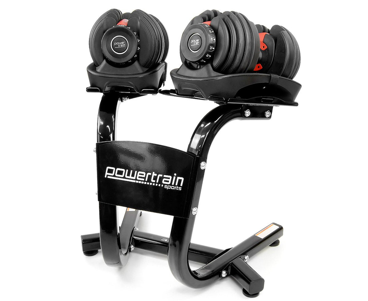 Powertrain 24kg Adjustable Dumbbell Set with Stand (2 x 24kg)