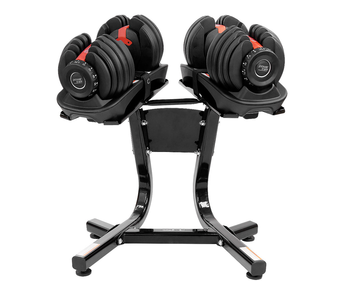 Powertrain 24kg Adjustable Dumbbell Set with Stand (2 x 24kg)