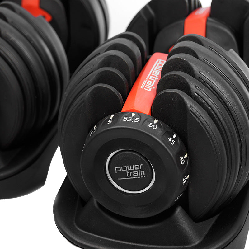 Powertrain BF1 48kg Adjustable Dumbbell Set with Stand (2 x 24kg)