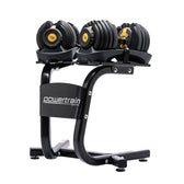 Powertrain BF1 48kg Adjustable Dumbbell Set With Stand (2 x 24kg) - Gold
