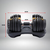 Powertrain BF1 48kg Adjustable Dumbbell Set With Stand (2 x 24kg) - Gold