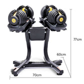 Powertrain BF1 48kg Adjustable Dumbbell Set With Stand (2 x 24kg) - Gold