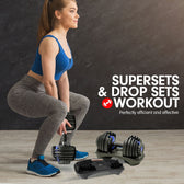 Powertrain BF1 48kg Adjustable Dumbbell Set (2 x 24kg) - Blue