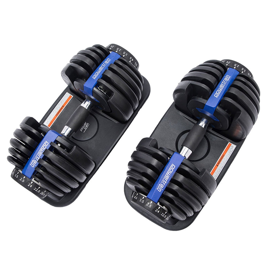 Powertrain BF1 48kg Adjustable Dumbbell Set (2 x 24kg) - Blue