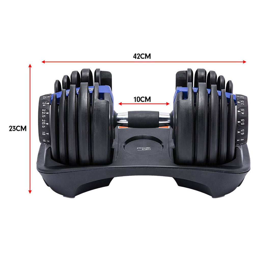 Powertrain BF1 48kg Adjustable Dumbbell Set (2 x 24kg) - Blue