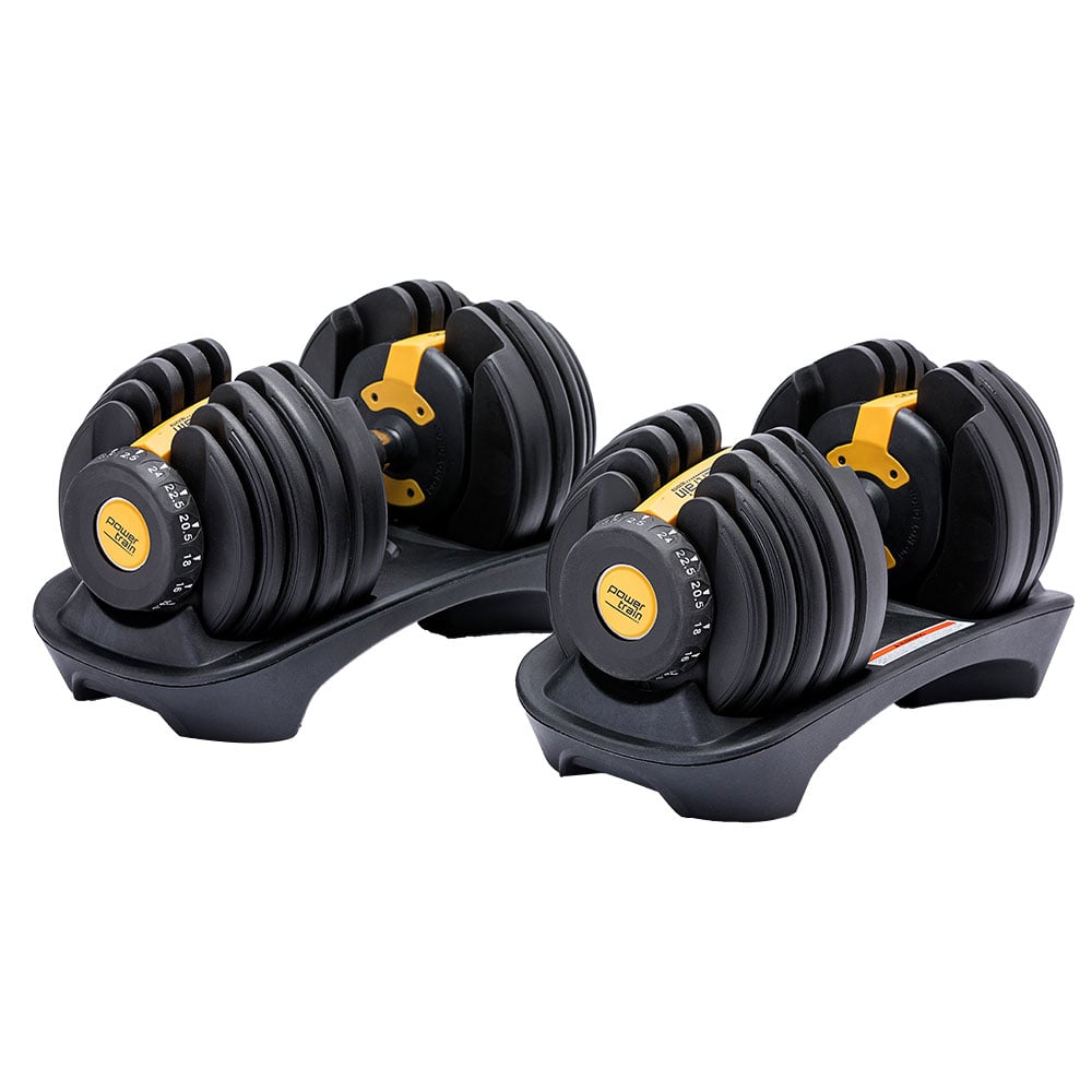 Powertrain BF1 48kg Adjustable Dumbbell Set (2 x 24kg) - Gold