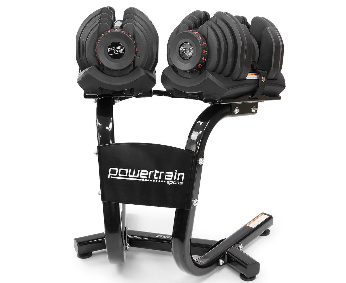 Powertrain 40kg Powertrain Adjustable Dumbbell Set with Stand (2 x 20kg)