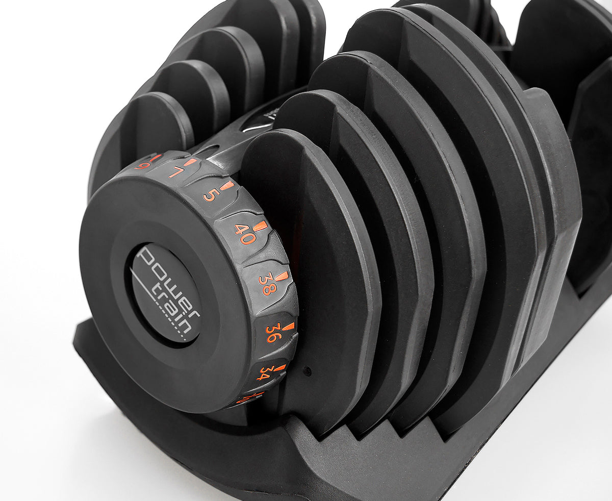 Powertrain 40kg Powertrain Adjustable Dumbbell Set with Stand (2 x 20kg)