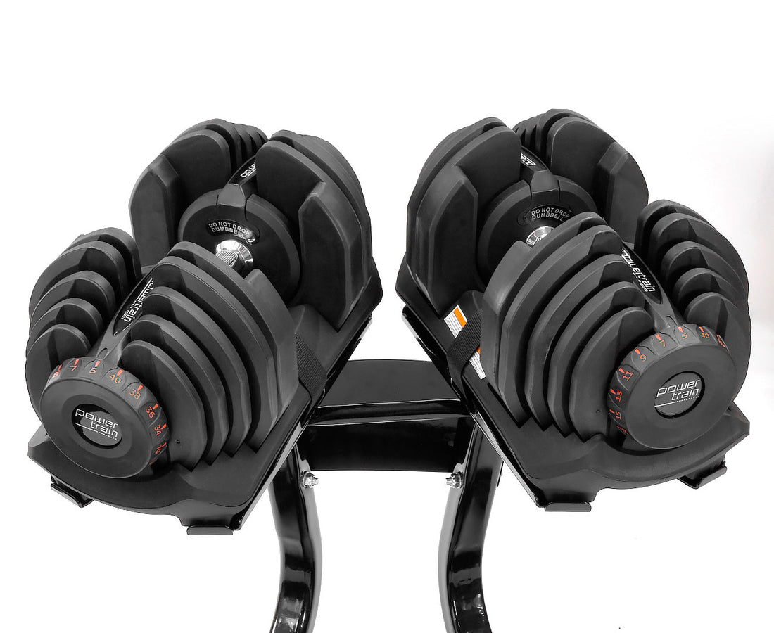 Powertrain BF2 40kg Adjustable Dumbbell Set with Stand (2 x 40kg)
