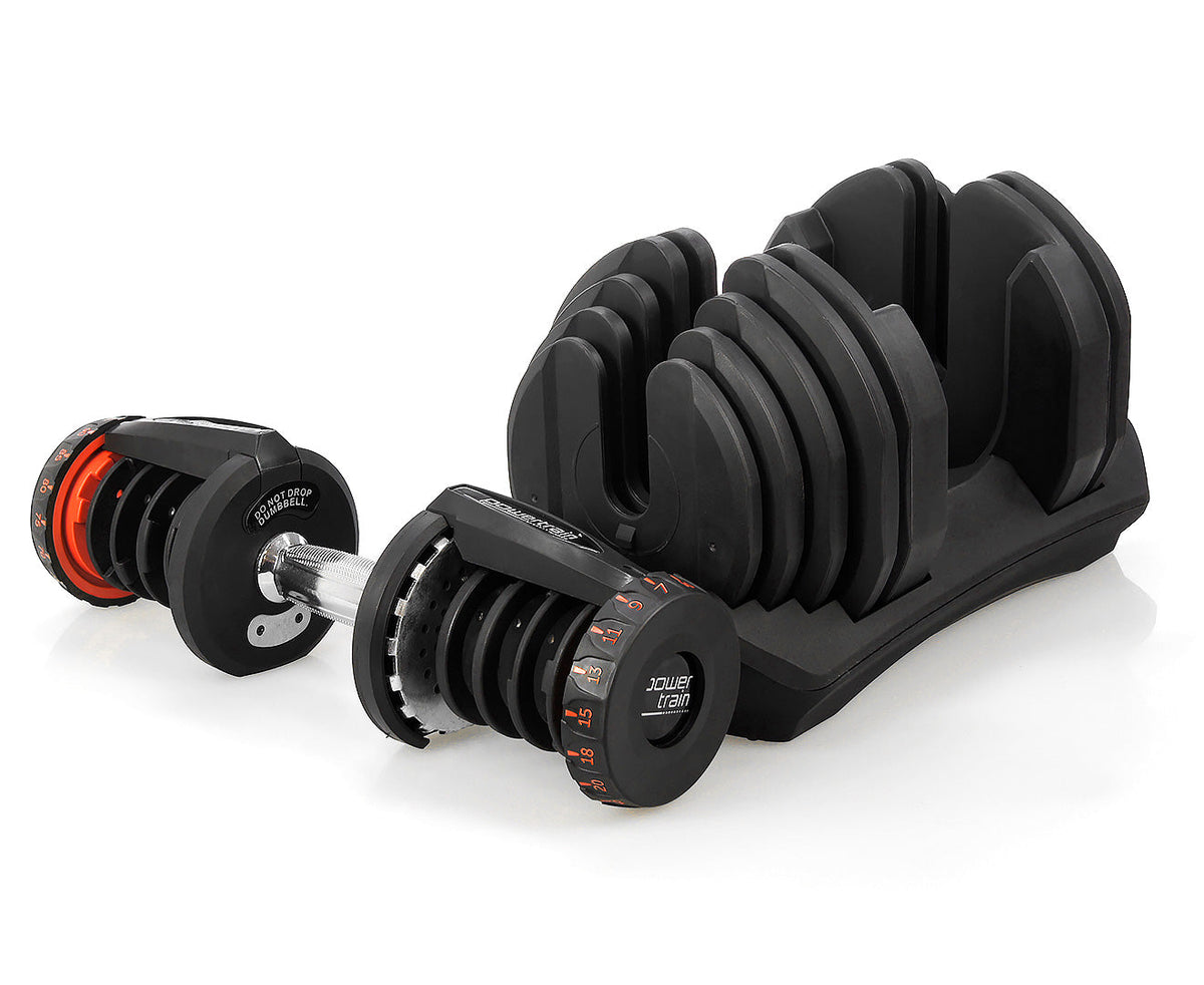 Powertrain BF2 40kg Adjustable Dumbbell Set with Stand (2 x 40kg)