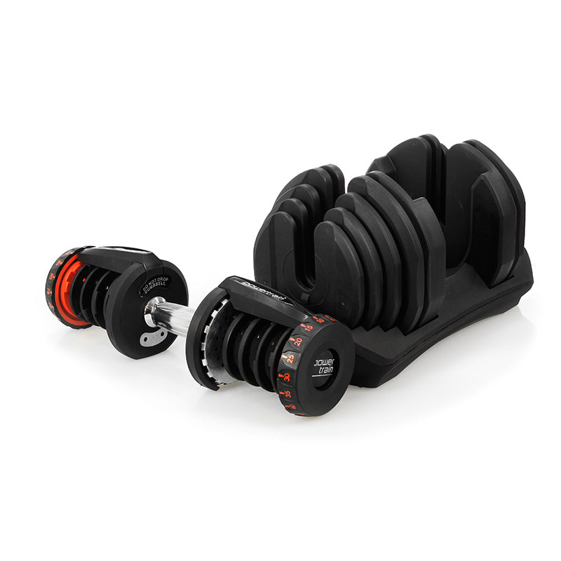 Powertrain 40kg Powertrain Adjustable Dumbbell Set with Stand (2 x 20kg)