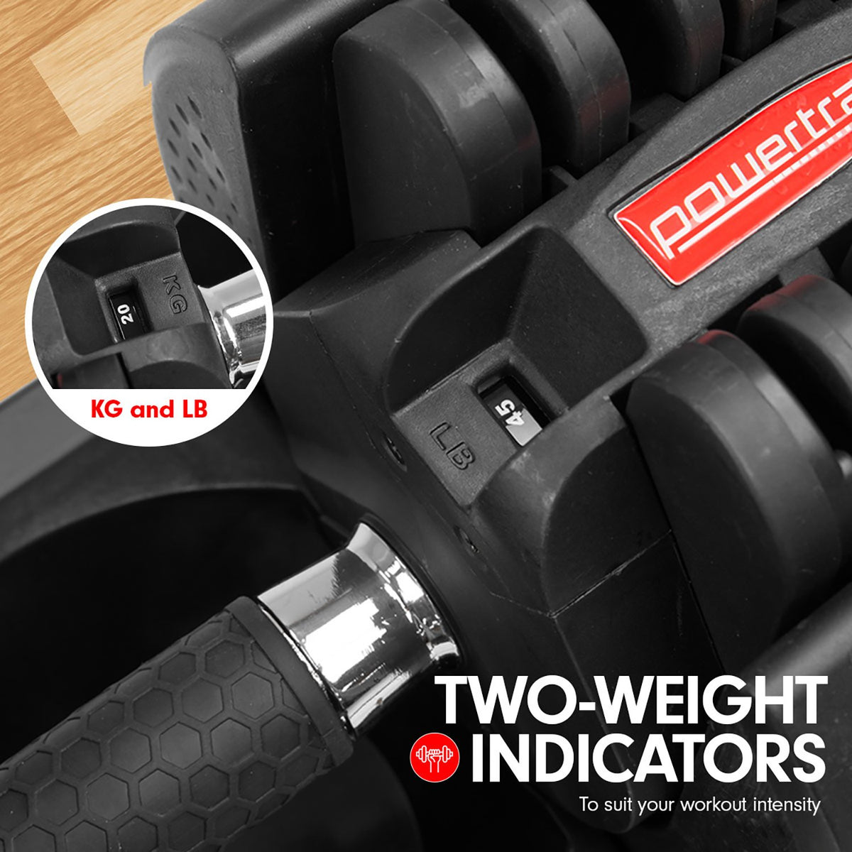 Powertrain 20kg Gen2 Adjustable Dumbbell Set (2 x 20kg)