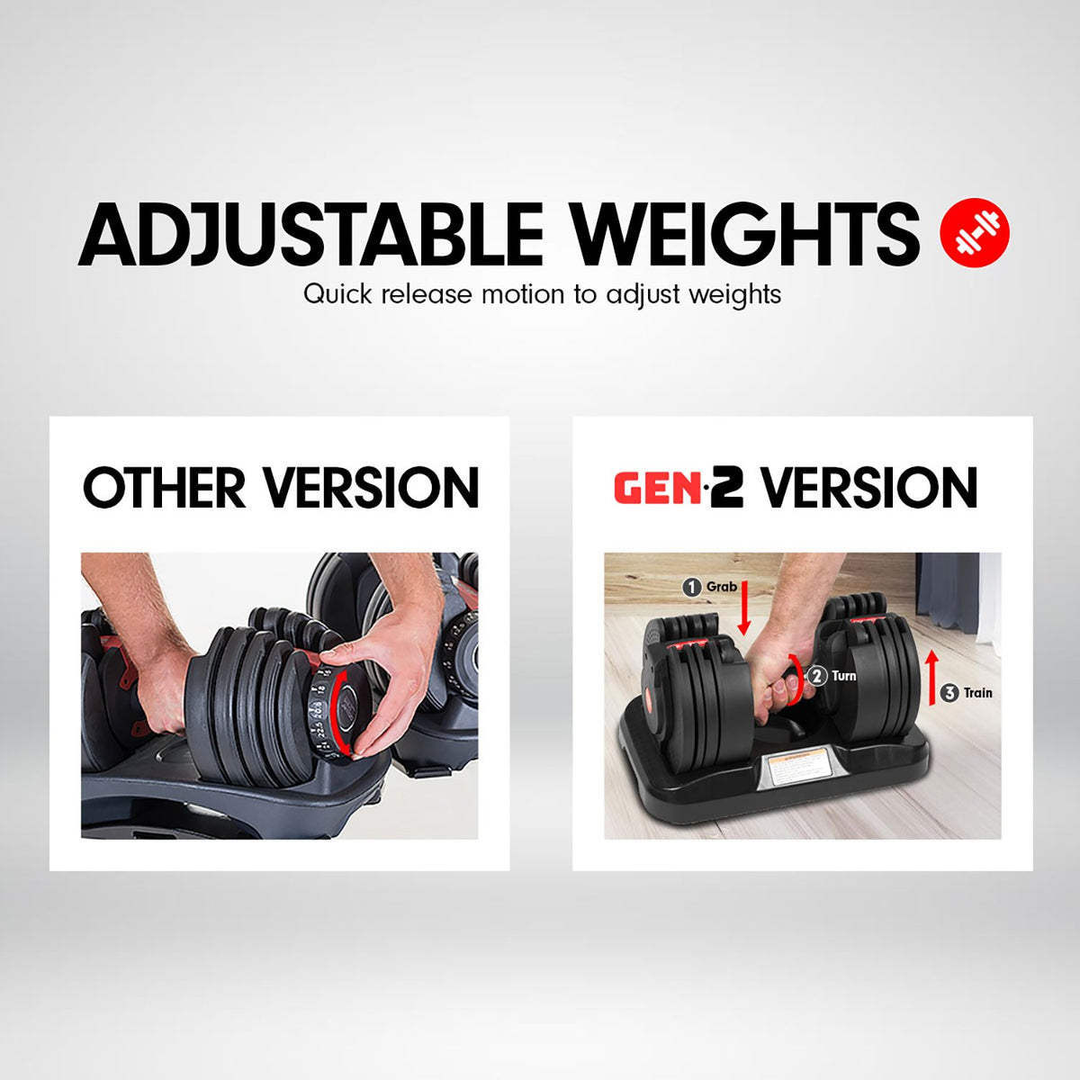 Powertrain 20kg Gen2 Adjustable Dumbbell Set (2 x 20kg)