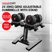 Powertrain BF4 GEN2 40kg Adjustable Dumbbell Set With Stand (2 X 20kg)