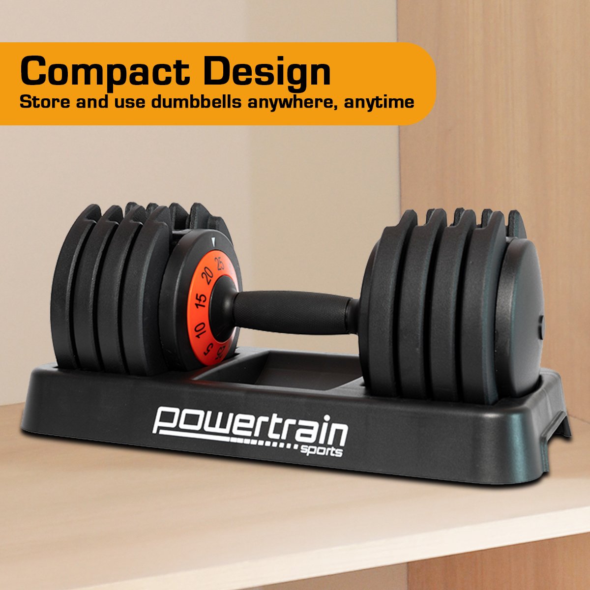Powertrain TD1 GEN2 Pro 50kg Adjustable Dumbbell Set (2 x 25kg)