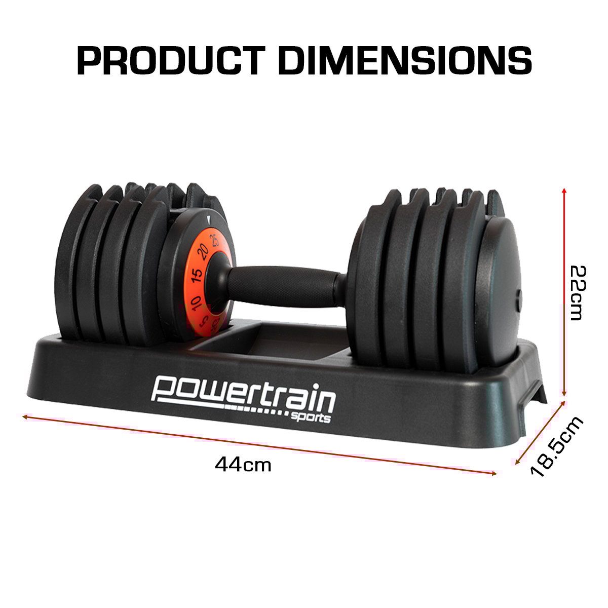 Powertrain TD1 GEN2 Pro 50kg Adjustable Dumbbell Set (2 x 25kg)
