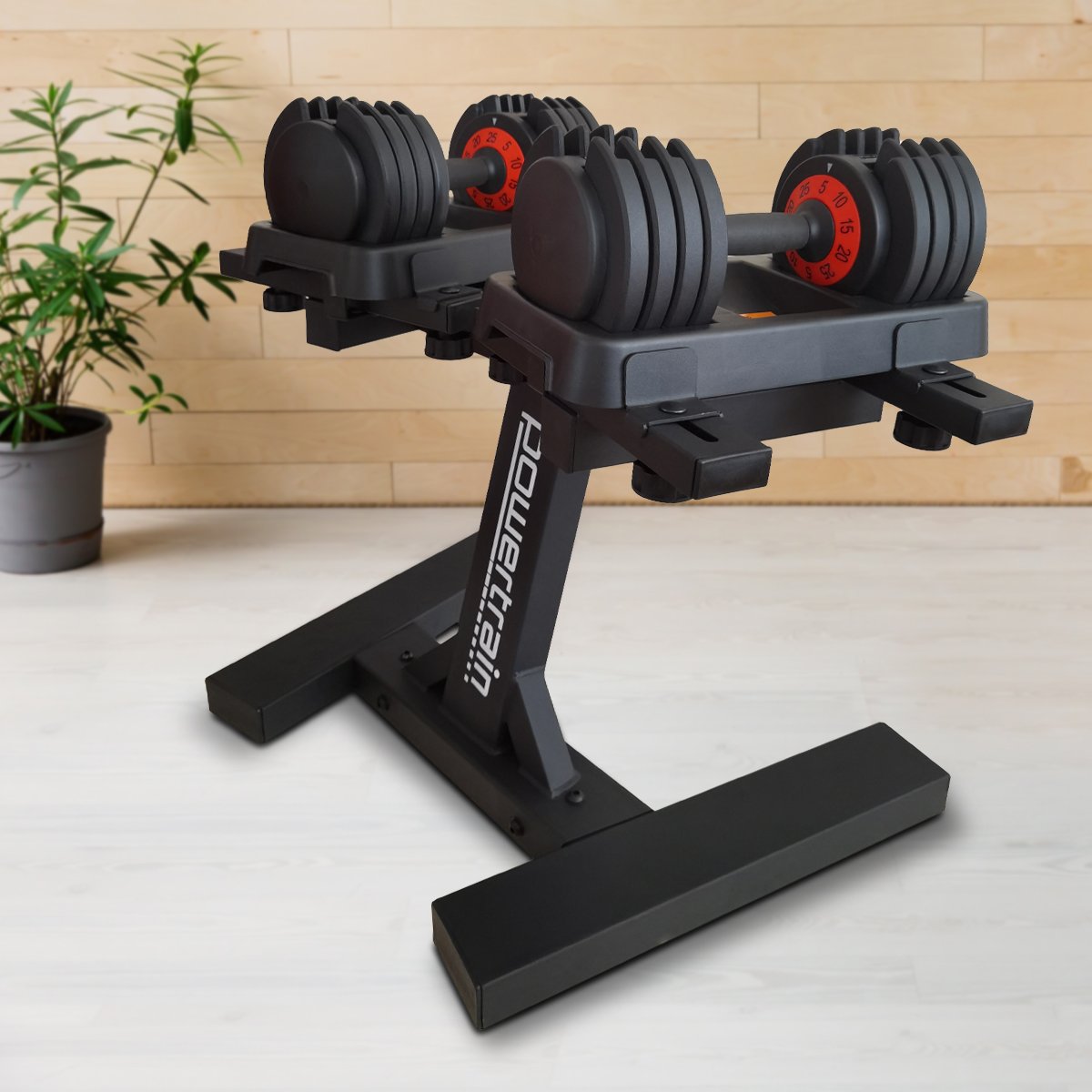 Powertrain GEN2 Pro Adjustable Dumbbell Set with Stand - 2 x 25kg (50kg)