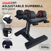 Powertrain TD1 GEN2 Pro 50kg Adjustable Dumbbell Set with Stand (2 x 25kg)