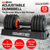 Powertrain TD1 GEN2 Pro 25kg Adjustable Dumbbell (Single)
