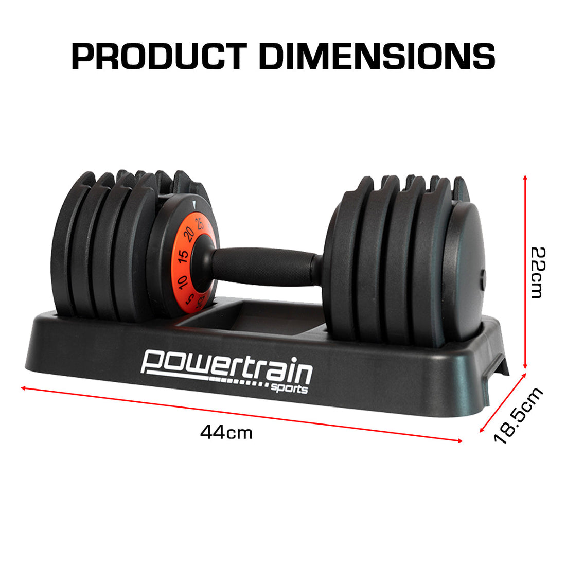 Powertrain TD1 GEN2 Pro 25kg Adjustable Dumbbell (Single)