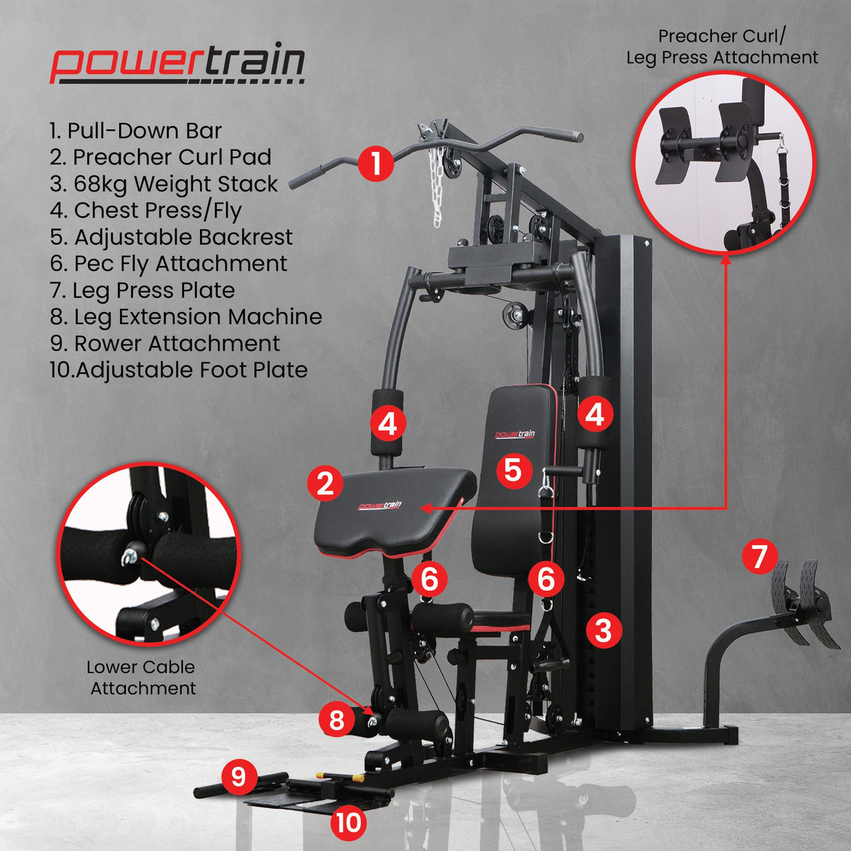 Powertrain Jx-89 Multi Station Home Gym - 68kg Stack