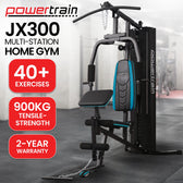 Powertrain JX-300 Multi Station Home Gym with 44kg Weight Stack, Curl Pad, Leg Extension and Pull-down Bar