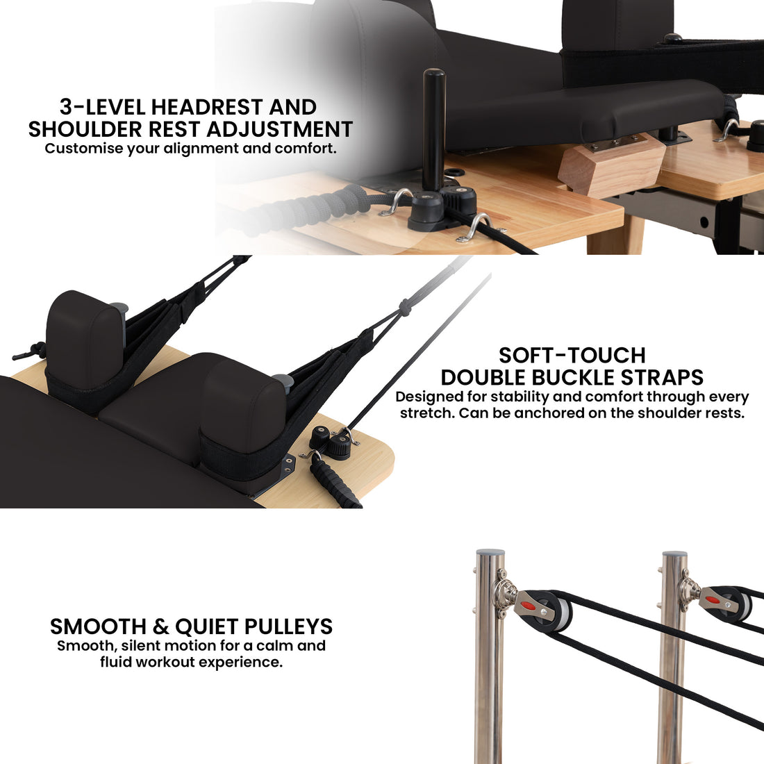 Powertrain Selina Wooden Folding Pilates Reformer (Black)