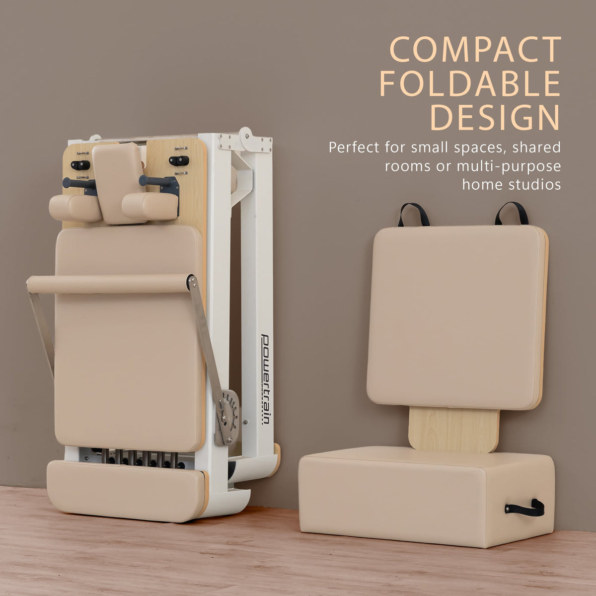 Powertrain Velora Aluminium Foldable Pilates Reformer (Beige)