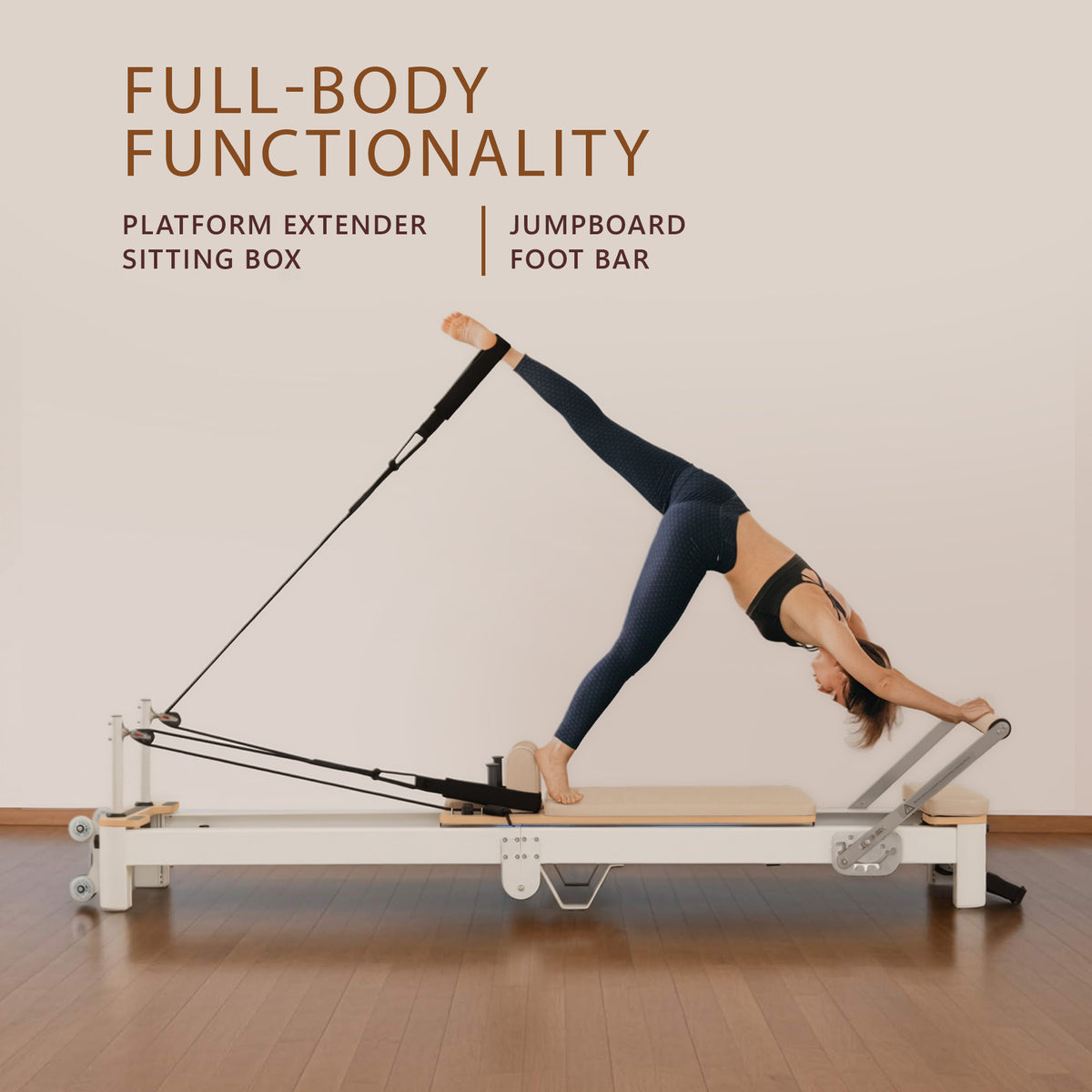 Powertrain Velora Aluminium Foldable Pilates Reformer (Beige)