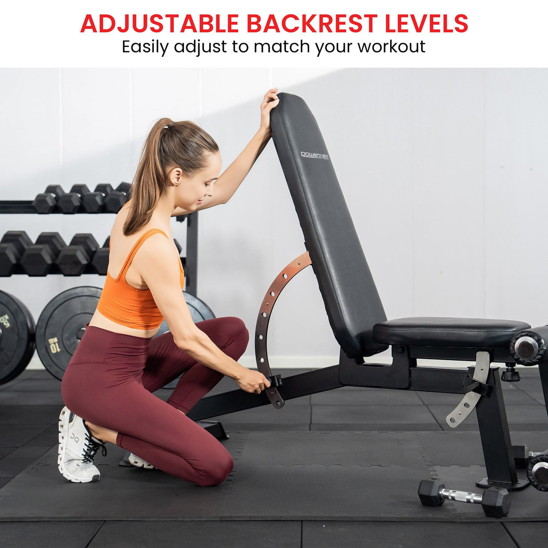 Powertrain Adjustable Workout Bench with Leg Attachment