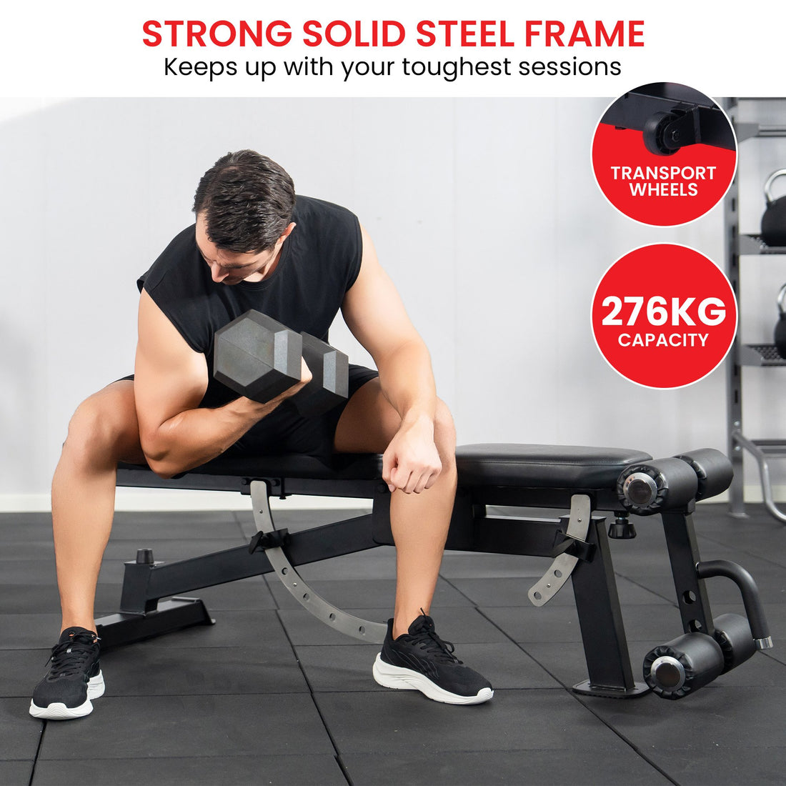 Powertrain Adjustable Workout Bench with Leg Attachment