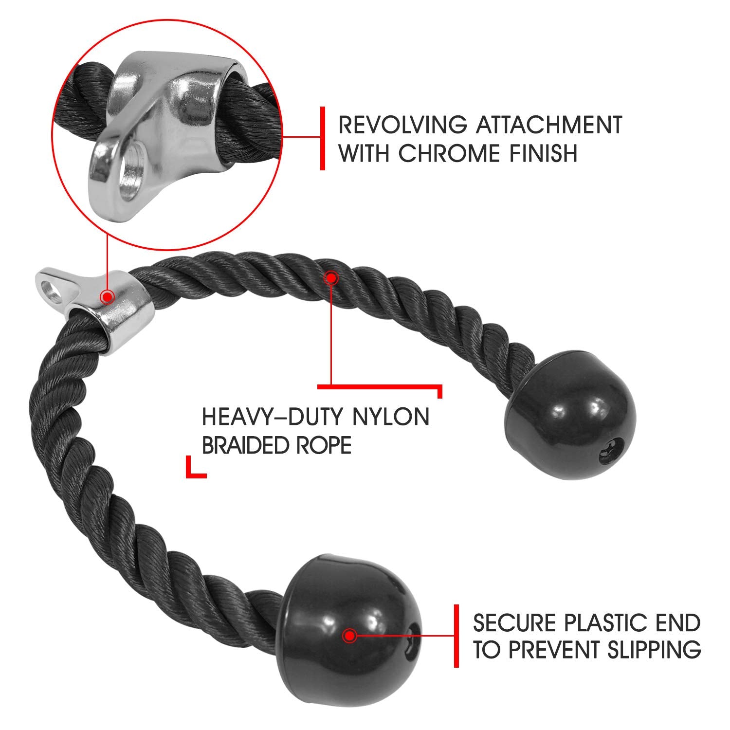 RTM Tricep Pulldown Rope Cable Machine Attachment - Cardio Online ...