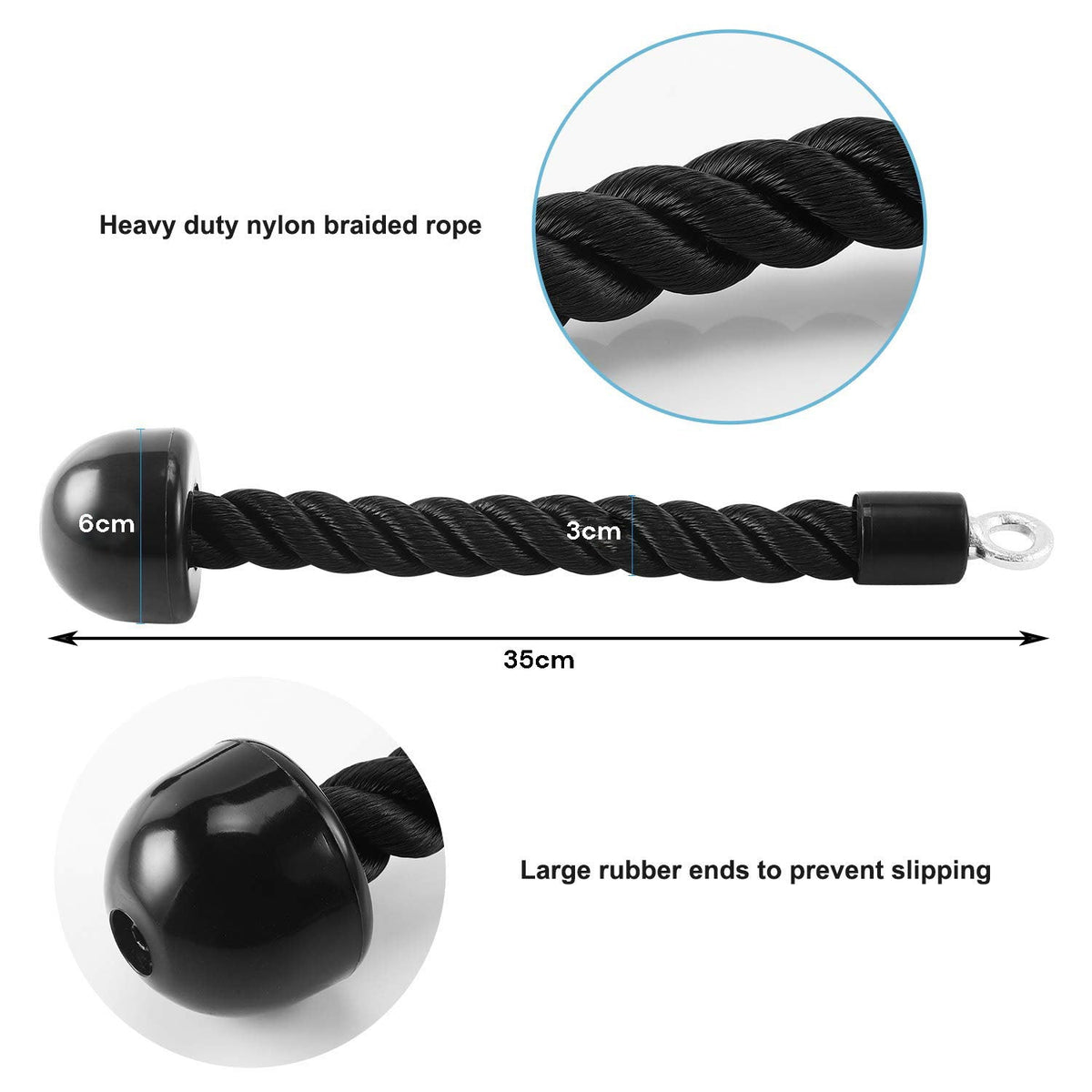 RTM Single Grip Tricep Pulldown Rope Cable Attachment