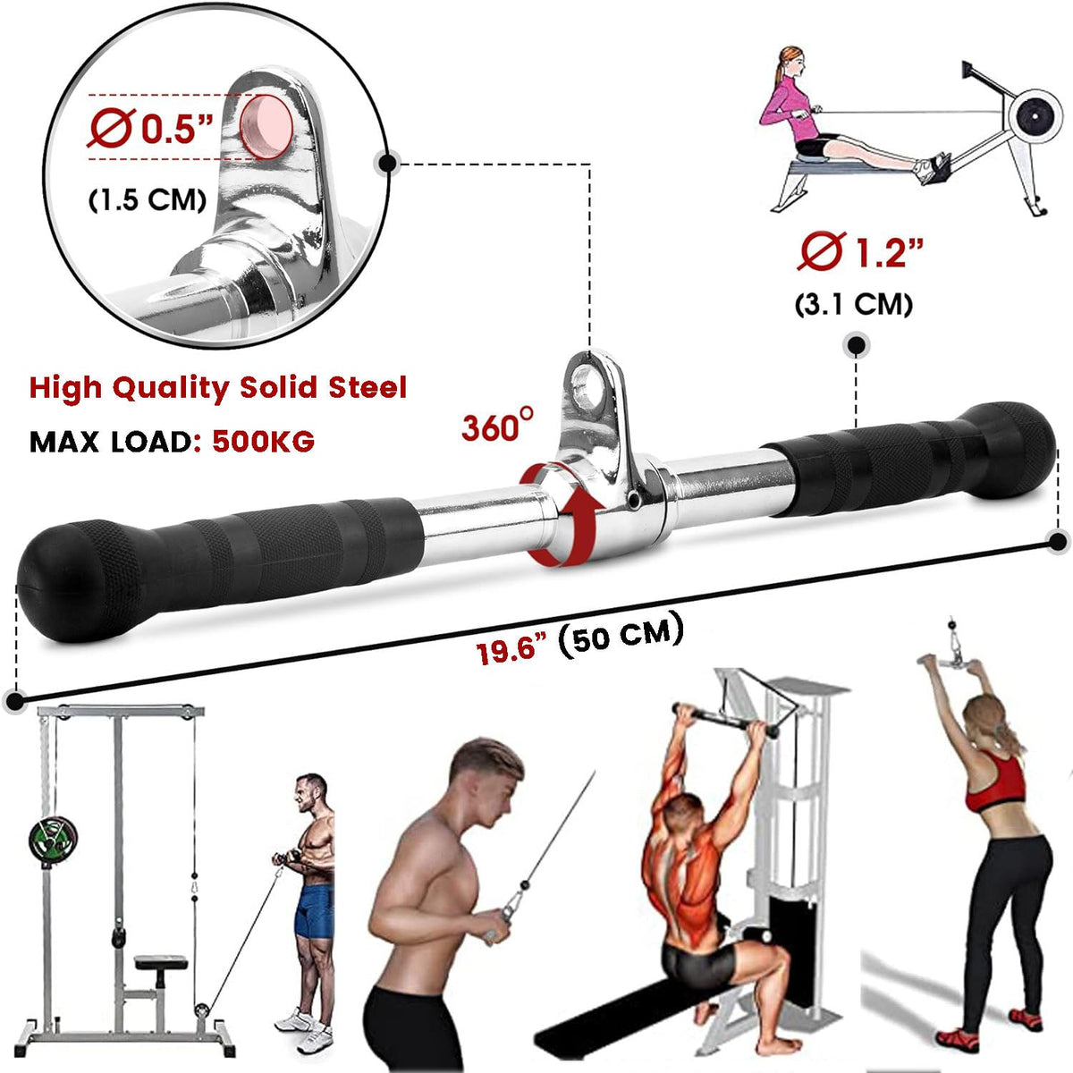 RTM 50cm Tricep Press Pulldown Bar