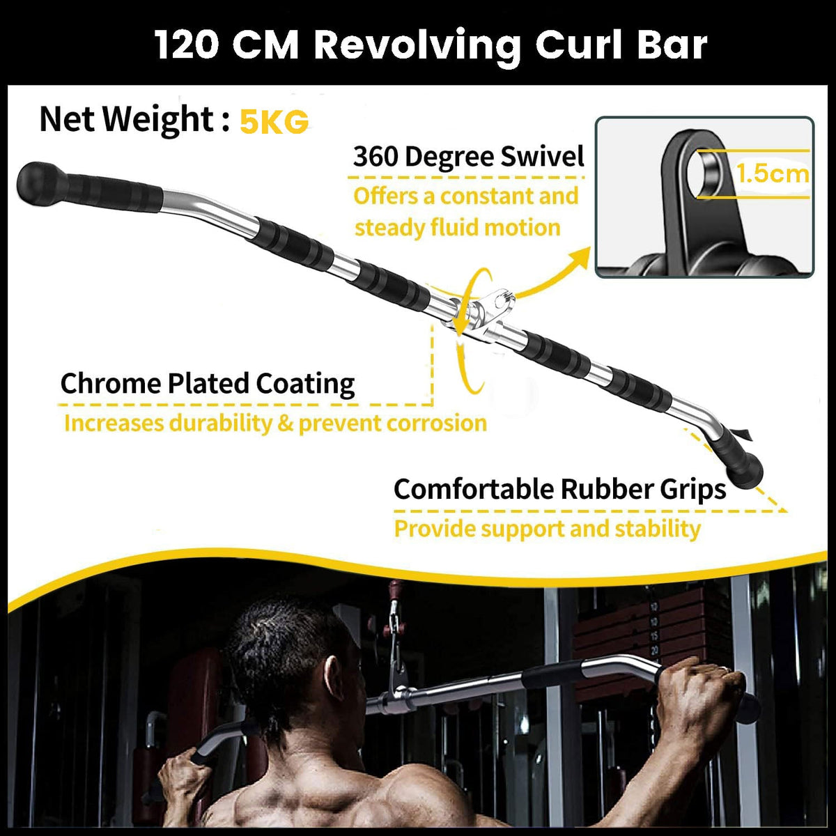 RTM 120cm Lat Pulldown Bar Attachment