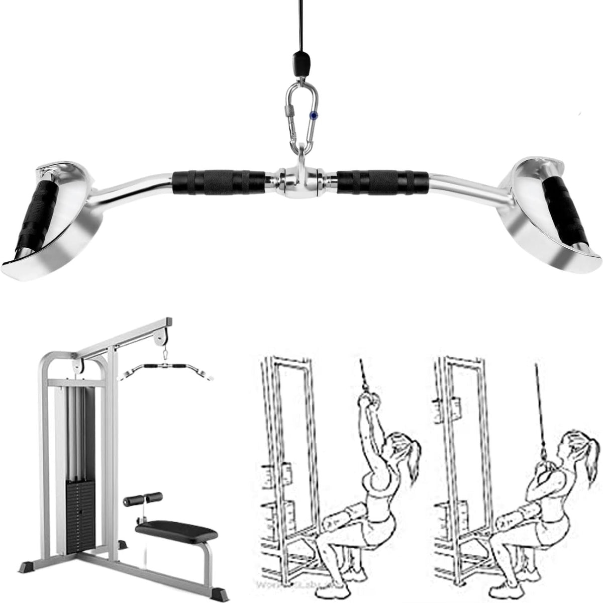 RTM 86cm Tricep Press Pulldown Bar